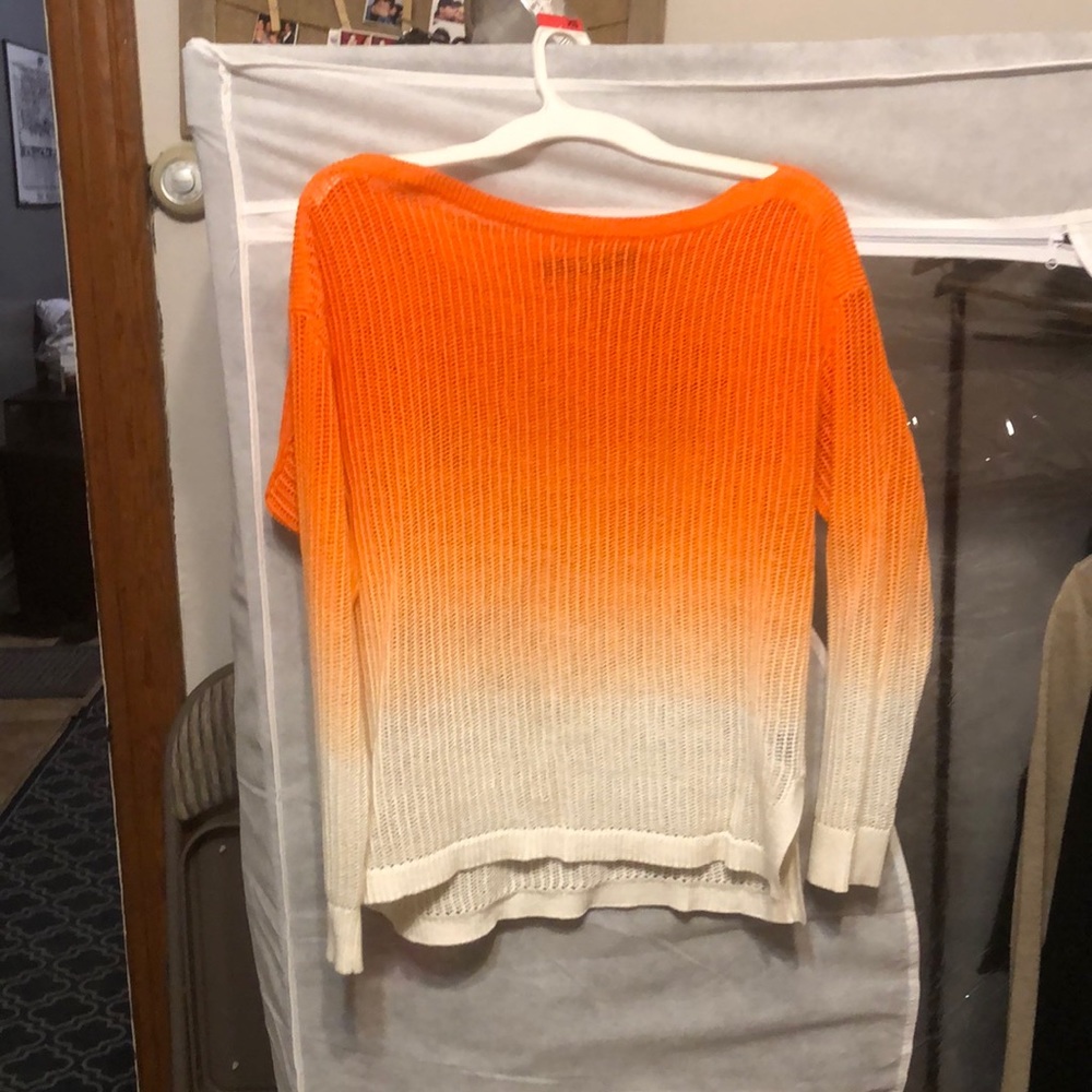 Ralph Lauren orange-coral-white ombre knit top